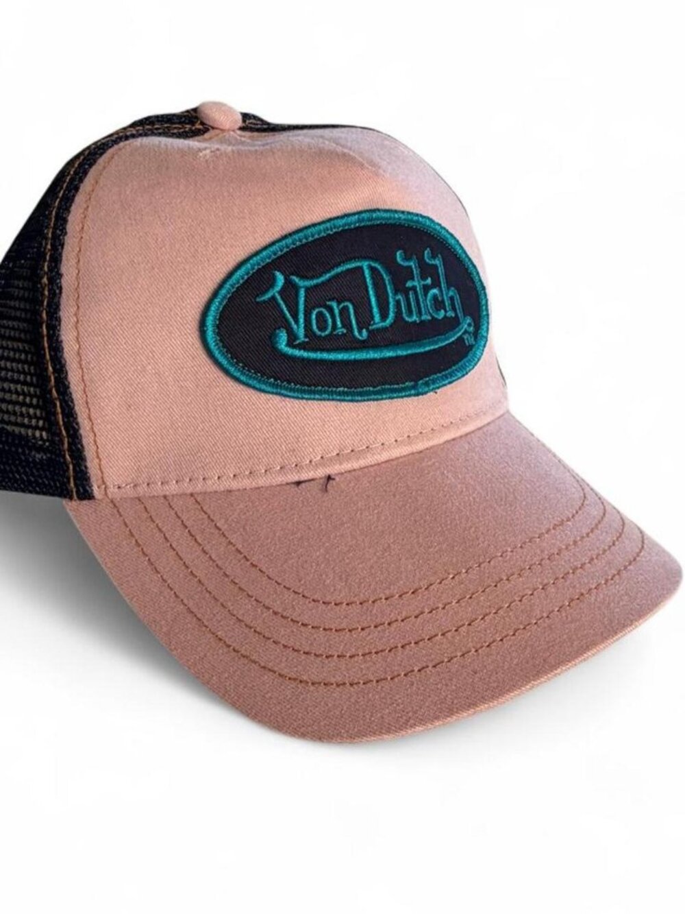 Vintage Von Dutch Kids Trucker Hat Youth Pink Teal Patch Mesh Snapback Cap